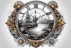 time travel space vector full art tattoo idea