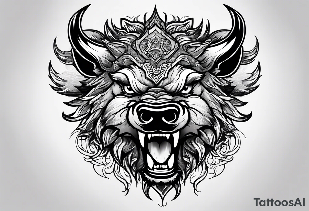 face angry boar tattoo idea