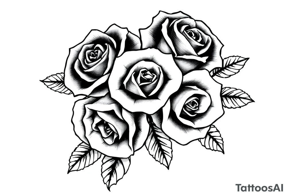 bouquet of roses tattoo idea