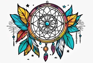 travel tattoo with dream catcher mantra luck tattoo idea