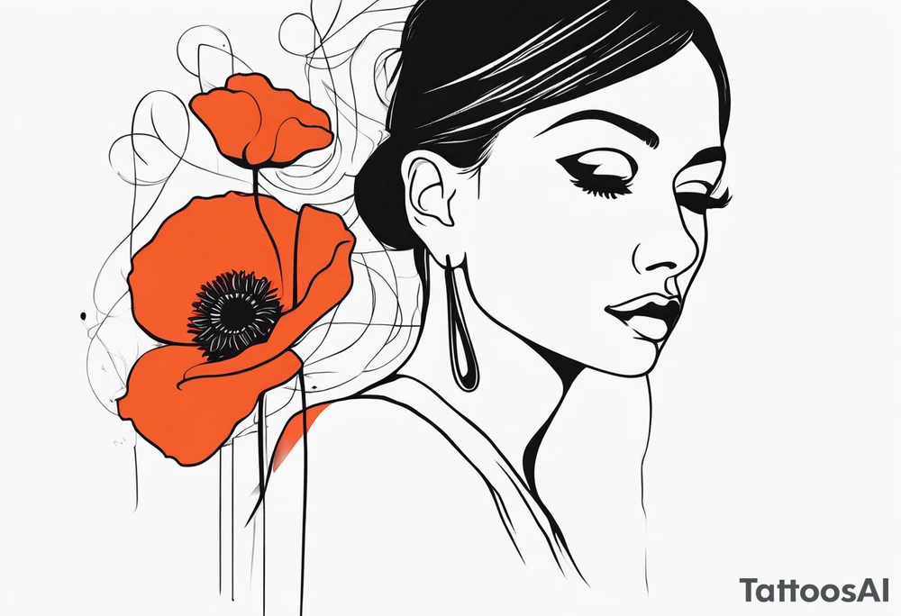simple outline tatoo, face, poppy, word tattoo idea