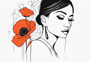 simple outline tatoo, face, poppy, word tattoo idea