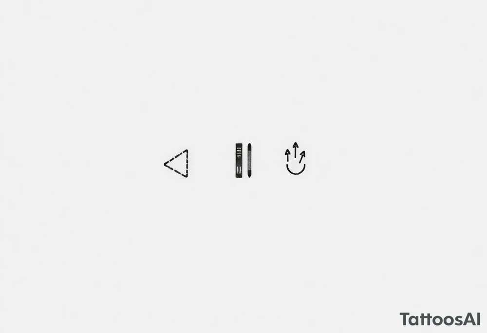 a play, a pause, a stop, and a rewind symbol in it tattoo idea