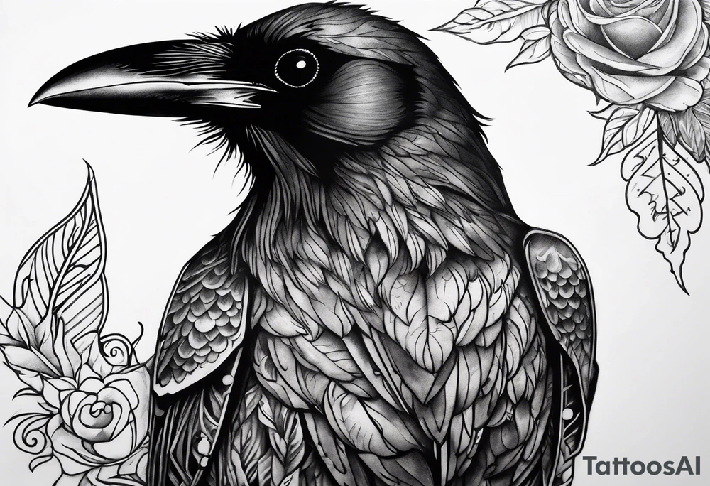 A raven on the chest tattoo idea