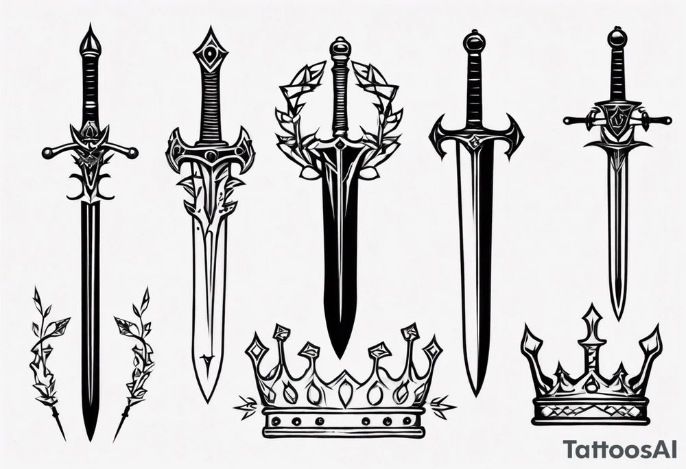 Sword and crowns tattoo idea
