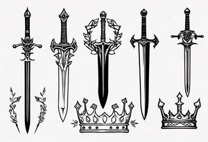 Sword and crowns tattoo idea
