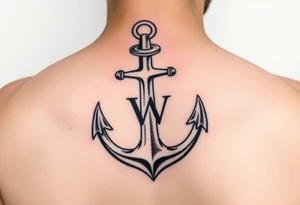 Anchor with the letter w tattoo idea