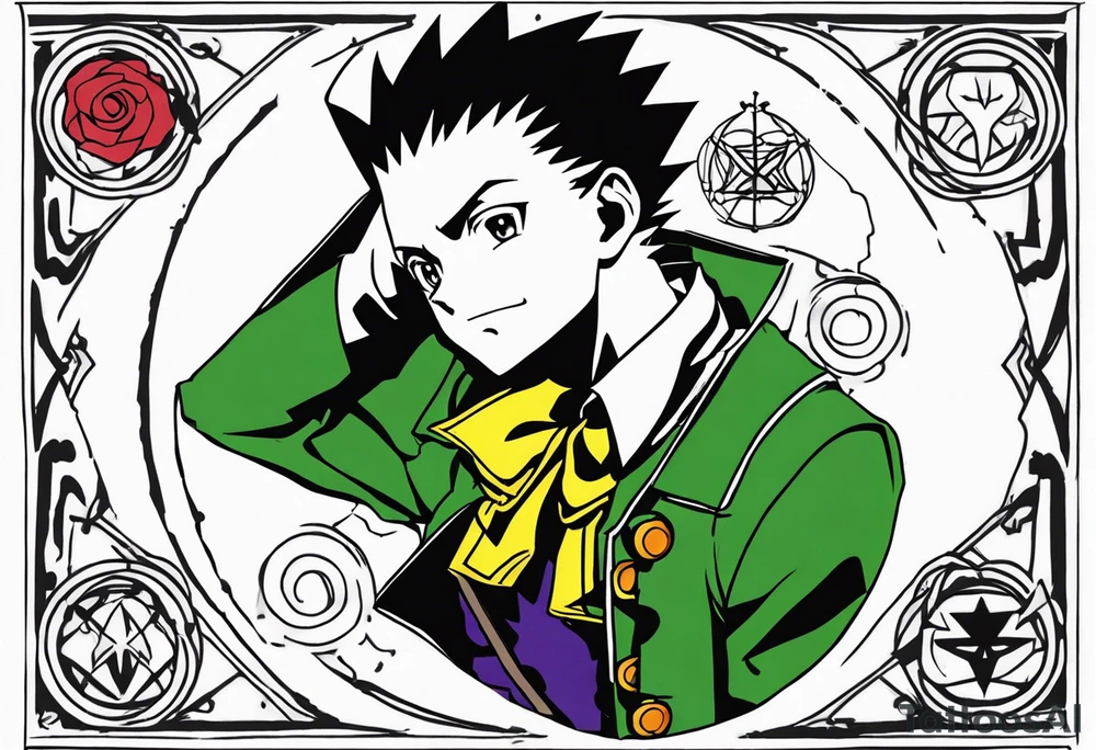 hunter x hunter anime in the chest area tattoo idea