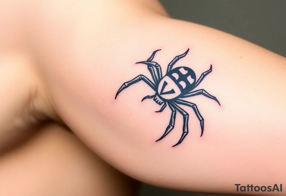 Spider crawling down sideways with the letter Y on the body of the spider tattoo idea