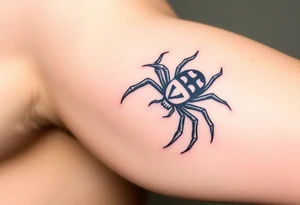 Spider crawling down sideways with the letter Y on the body of the spider tattoo idea