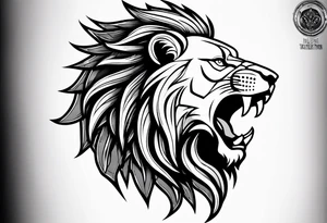 gothic lion skeleton side profile hunting tattoo idea