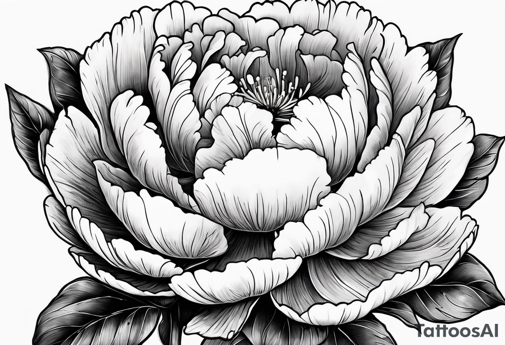 Botanical illustration peony tattoo idea