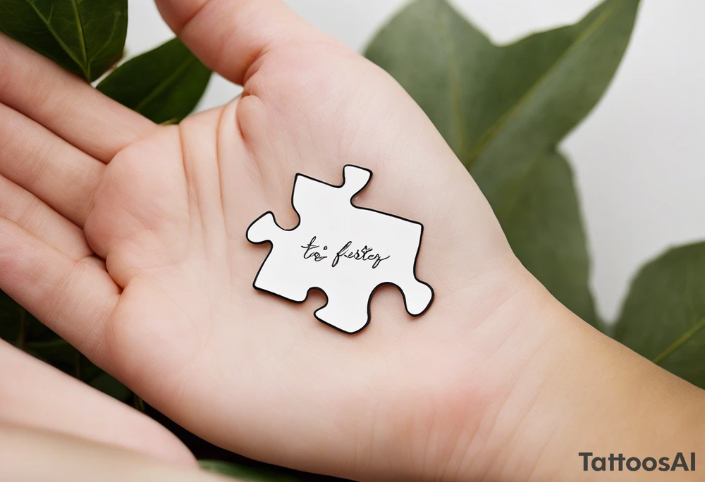 Puzzle Piece: A fine, clean outline with no shading, keeping the design light and elegant.
Handwritten Text: inside the puzzle piece, your sister’s words “to my favorite sister,” carefully preserving the integrity of her handwriting.
This will create a balanced, meaningful design that's simple yet full of emotion—perfect for a small ankle tattoo. tattoo idea