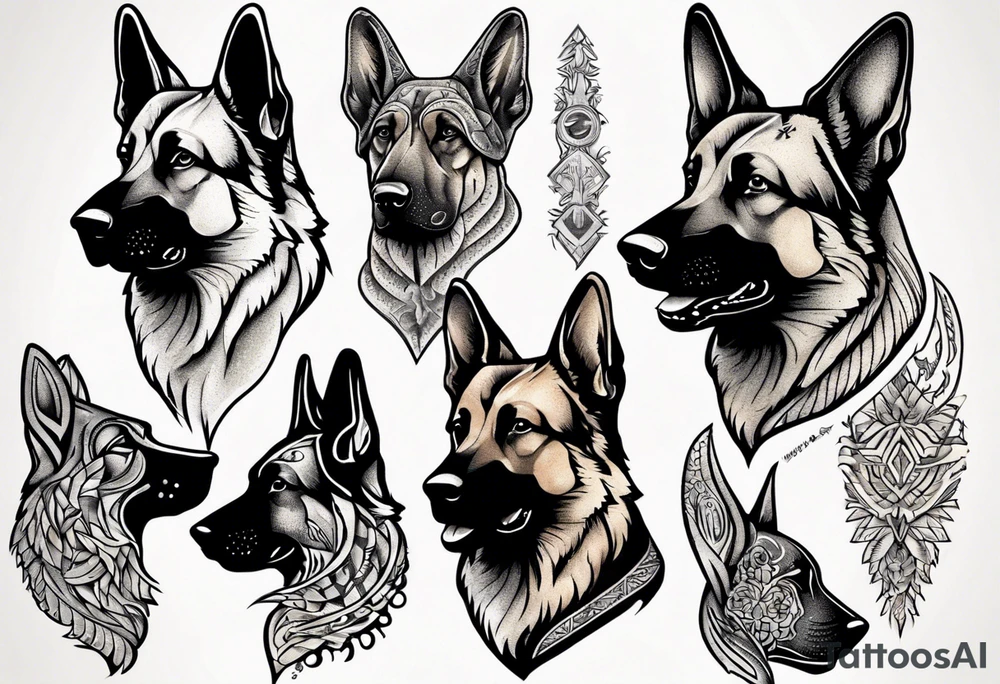 German shepherd profile tattoo idea