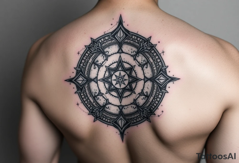 celestial galaxy with the scales of time tattoo idea