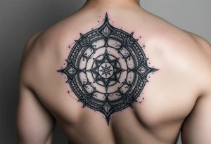 celestial galaxy with the scales of time tattoo idea