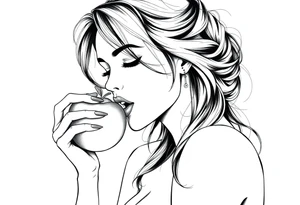 Beautiful  seductive woman eating an apple tattoo idea