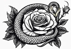 snake wrapped around a sword with a yellow rose tattoo idea