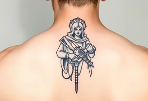 Saint Barbara carrying an M4 rifle tattoo idea