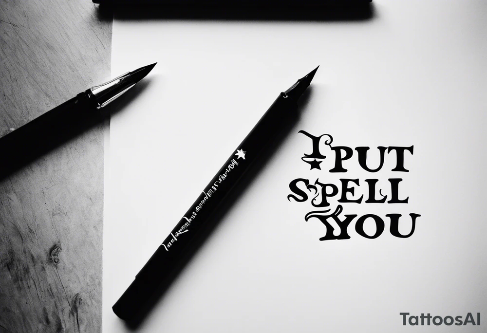 "i put a spell on you" words in old english no design tattoo idea