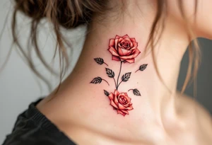 Tiny geometric roses, where the petals form sharp triangles and polygons, in shades of muted coral. tattoo idea