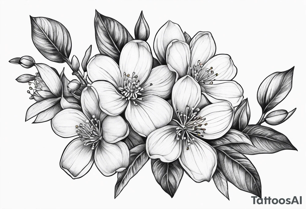 orang blossom branches with white
flowers tattoo idea