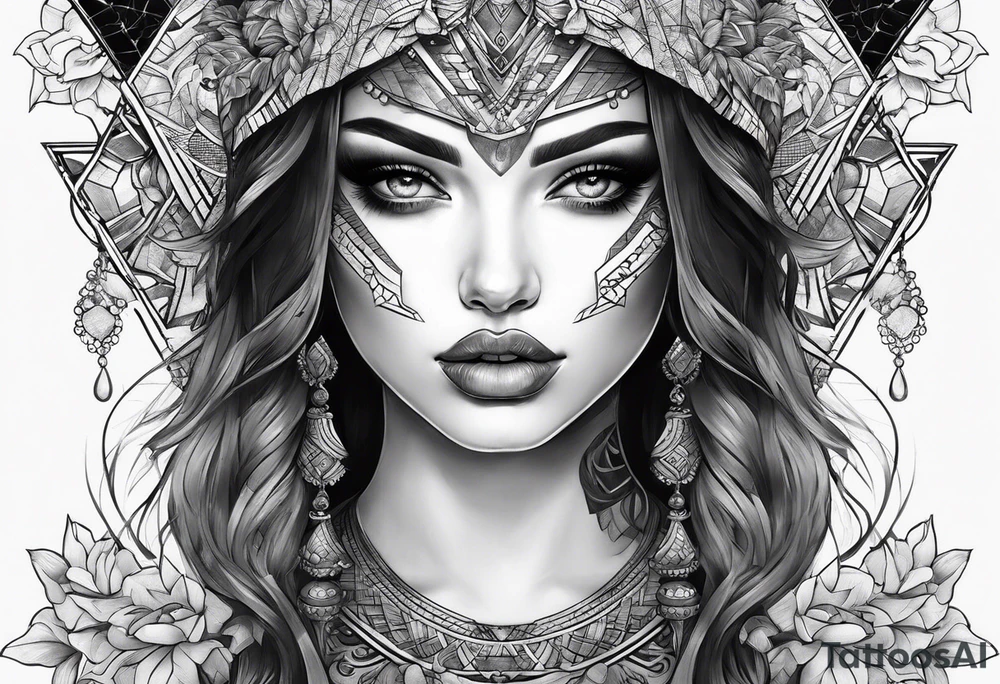Girl with half a face tattoo idea