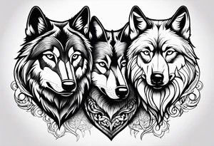 Wolves in love with family tattoo idea