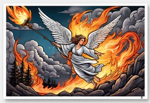 Angel flying over a fire with a man bellow tattoo idea