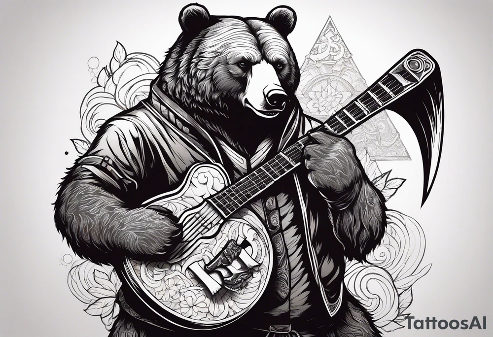 anthropomorphic bear with a two-handed ax tattoo idea
