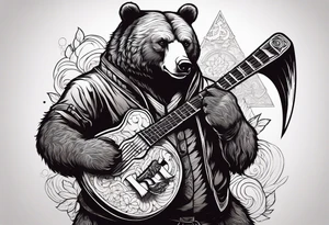 anthropomorphic bear with a two-handed ax tattoo idea