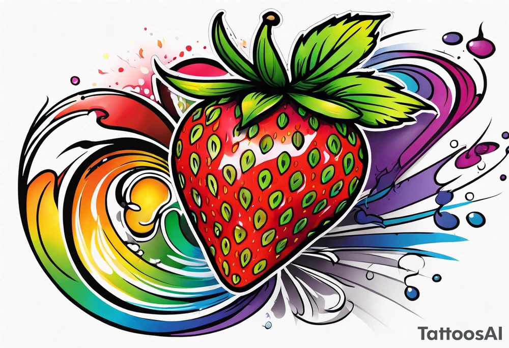 Graffiti Rainbow Strawberry tattoo idea