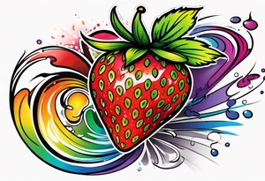 Graffiti Rainbow Strawberry tattoo idea