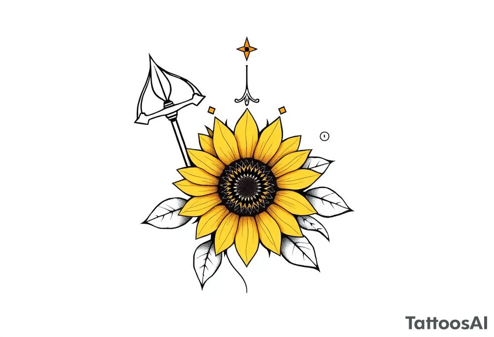 Sagittarius Genesis and a crown and sunflower tattoo idea