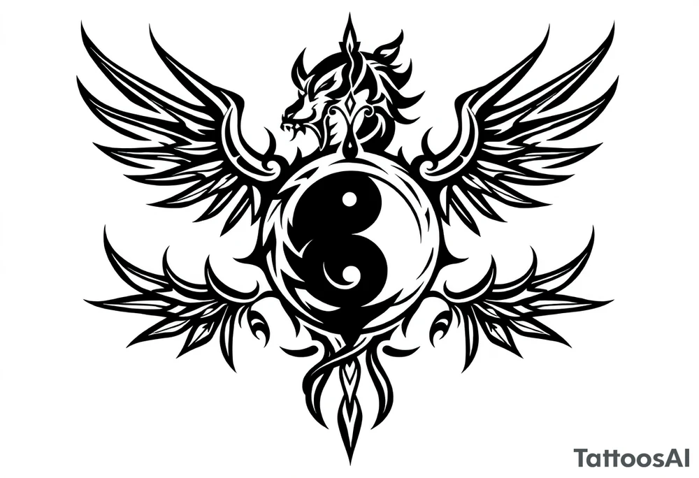 futebol, musica, Yin yang e dragão tattoo idea