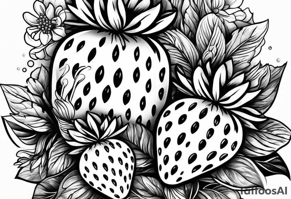 Illustrative one Strawberry tattoo idea