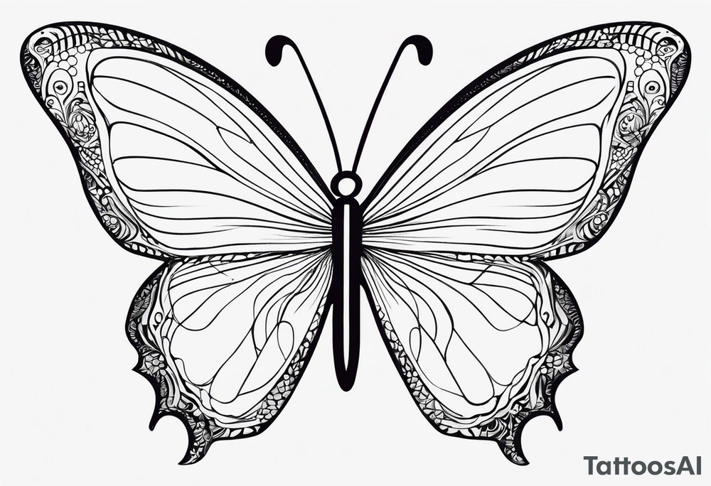 Create a Fine Line tattoo made out of three letter M’s and very pretty maybe a butterfly tattoo idea