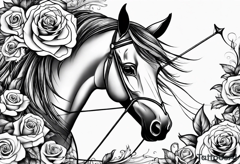 sagittarius, love and happiness and with roses with men tattoo idea