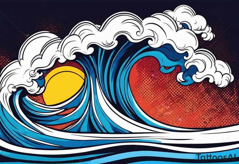sea wave, argentinian flag sun, air blowing, freedom tattoo idea