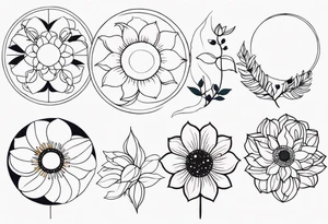 Lunar phases flowers tattoo idea