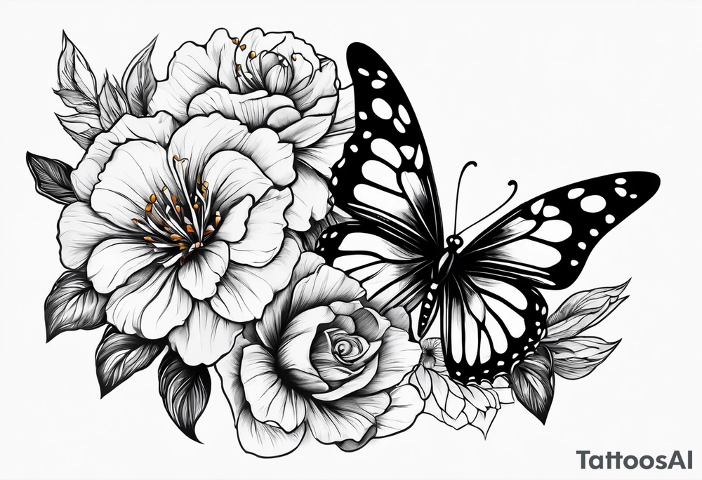 c cection scar needle and thred, flowers, butterfly tattoo idea