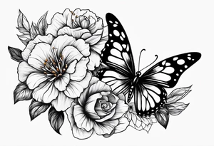 c cection scar needle and thred, flowers, butterfly tattoo idea
