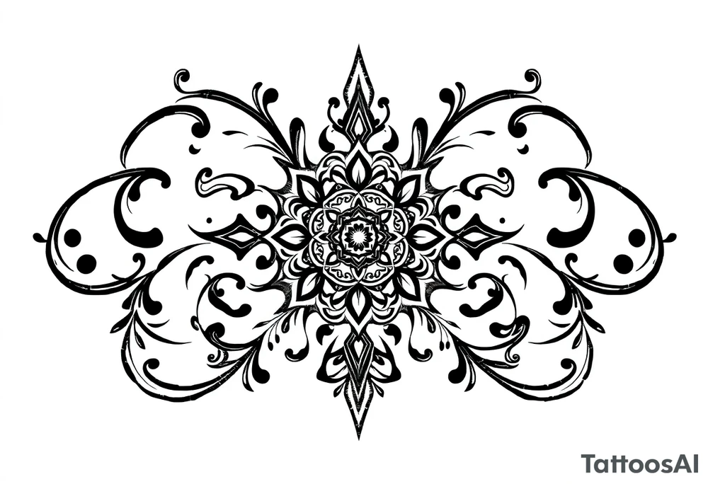 mytical shaman and witch ancient ornament with ancient rhyme tattoo idea