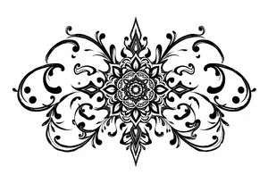 mytical shaman and witch ancient ornament with ancient rhyme tattoo idea