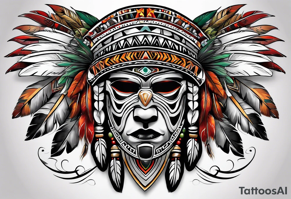 Combine Native American tribal art with Irish and German elements for a shoulder cap tattoo idea