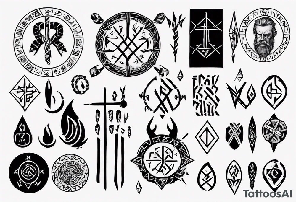 Viking runes describing the tragedy of life tattoo idea