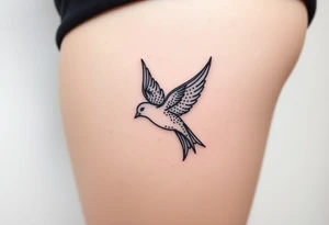 swallow flying with its wings out and forward tattoo idea