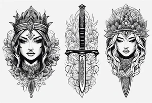 Knife, artistic, spiritual, minimalistic tattoo idea