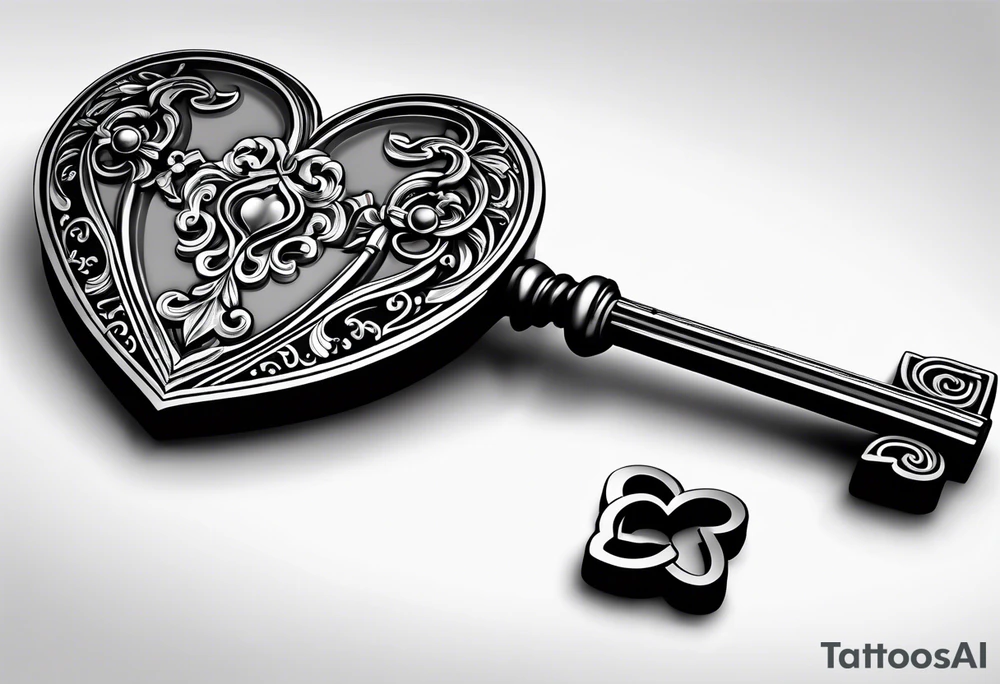 Heart shaped antique key tattoo idea