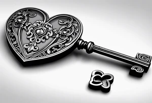 Heart shaped antique key tattoo idea